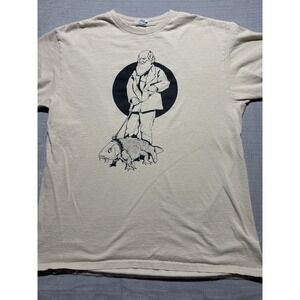 Charles Darwin VTG Evolution "Walking Fish" Science Humor Graphic Large T-shirt